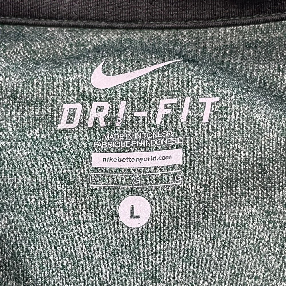 Nike Polo Mens Large Green Stetson University Player Polo Dri-Fit Short Sleeve